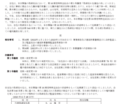 アーキテクツスタジオジャパン創業者兼社長の丸山雄平さんの立場が危ういと見るや否や株主総会当日に取締役再任議案を取下げて延命を試みる姑息ムーブ