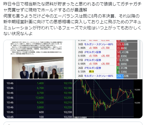 Abalanceに現れた4万株約4億円売り爆弾なんよな構文を操る煽り屋がヘッジファンドの空売りと長文解説するも僕の損切りですと7文字で返り討ちに