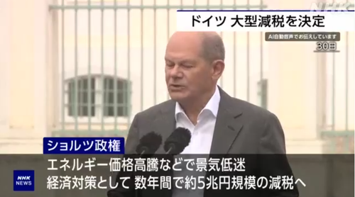 ドイツ「エネルギー価格高騰したので約5兆円規模の減税実施！」岸田「・・・？」