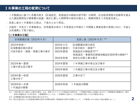 夢洲の大阪カジノリゾート、認定5ヶ月で夢から覚めて開業1年延期と事業費1兆2700億円(+1900億円)の増額修正を決定